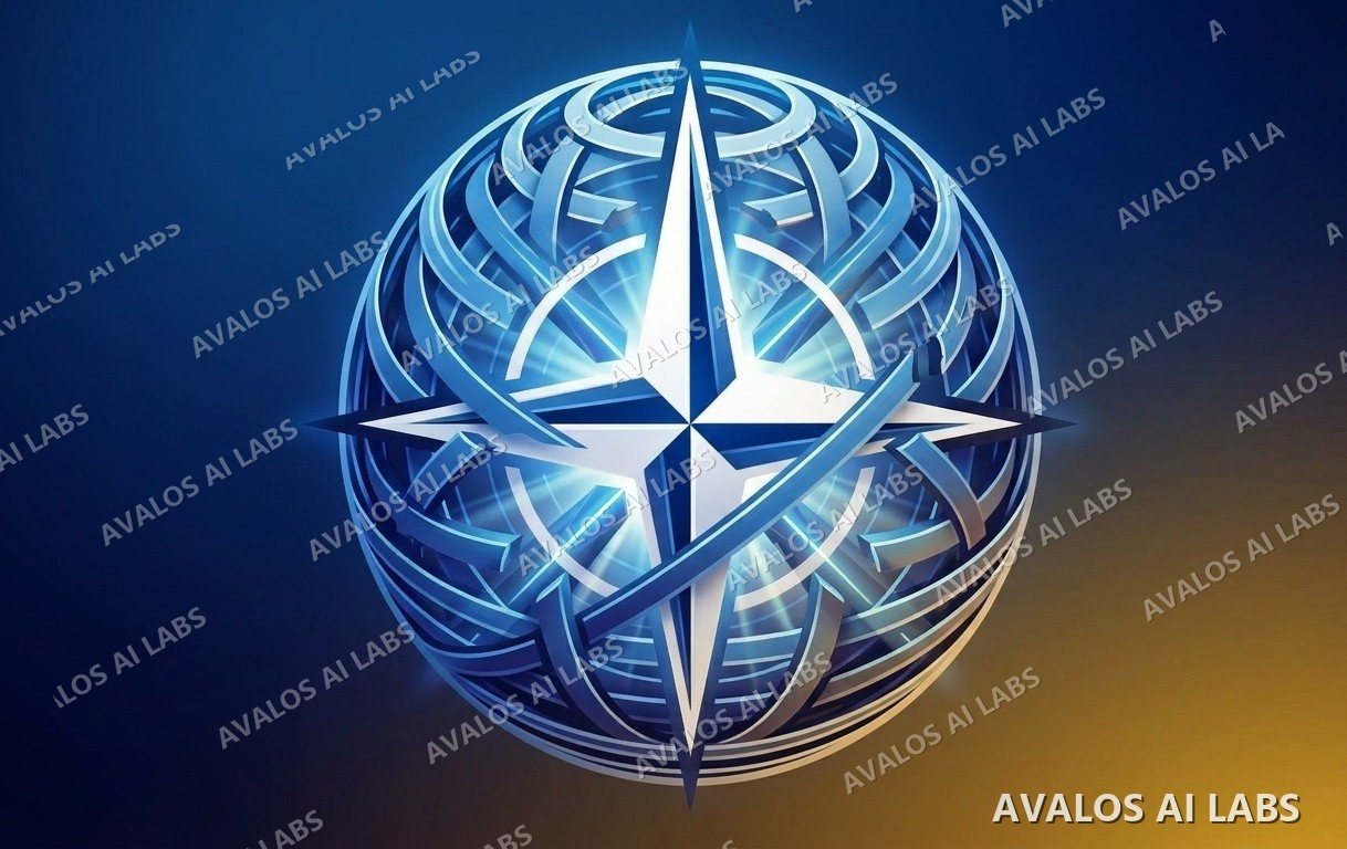 Avalos AI Labs emblem: a four-point compass star inside a woven sphere